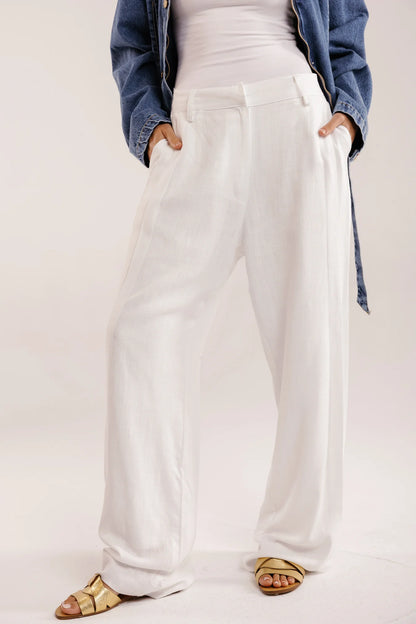 Drift lienen pants - Peach and mint