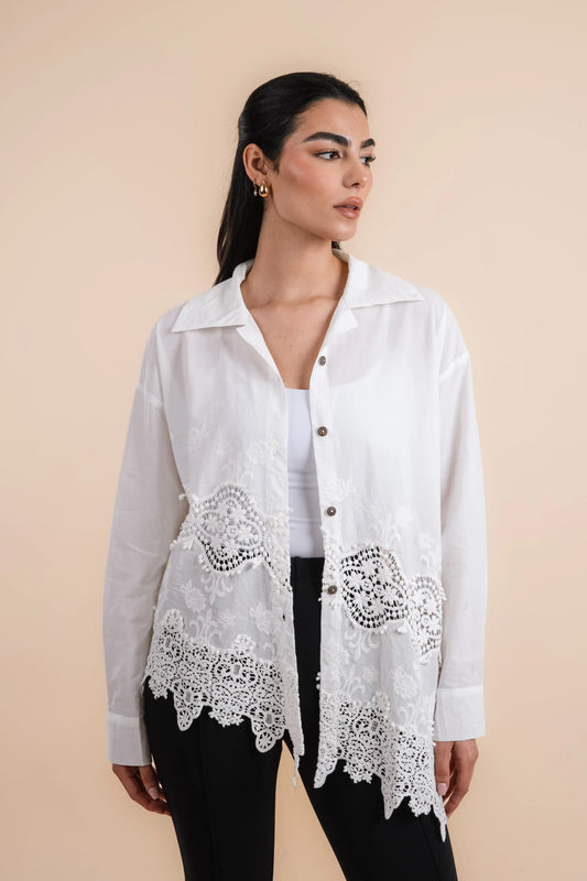 Asymmetric cotton shirt - Nahla el alfy