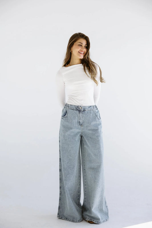 Wide Legs Jeans Pants - AB-XL-ICE