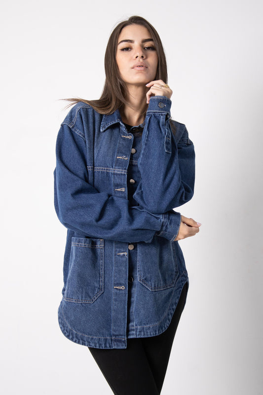 Drak Blue Denium Jacket - Yasofia