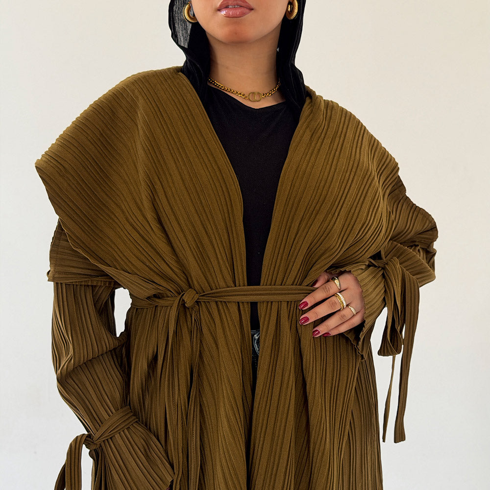 Pleated jacket -Cardigan with belt - Estringo