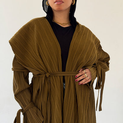 Pleated jacket -Cardigan with belt - Estringo