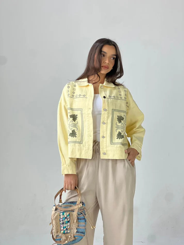 Statement Embroidered Summer Gbrdine Jacket - Traumen